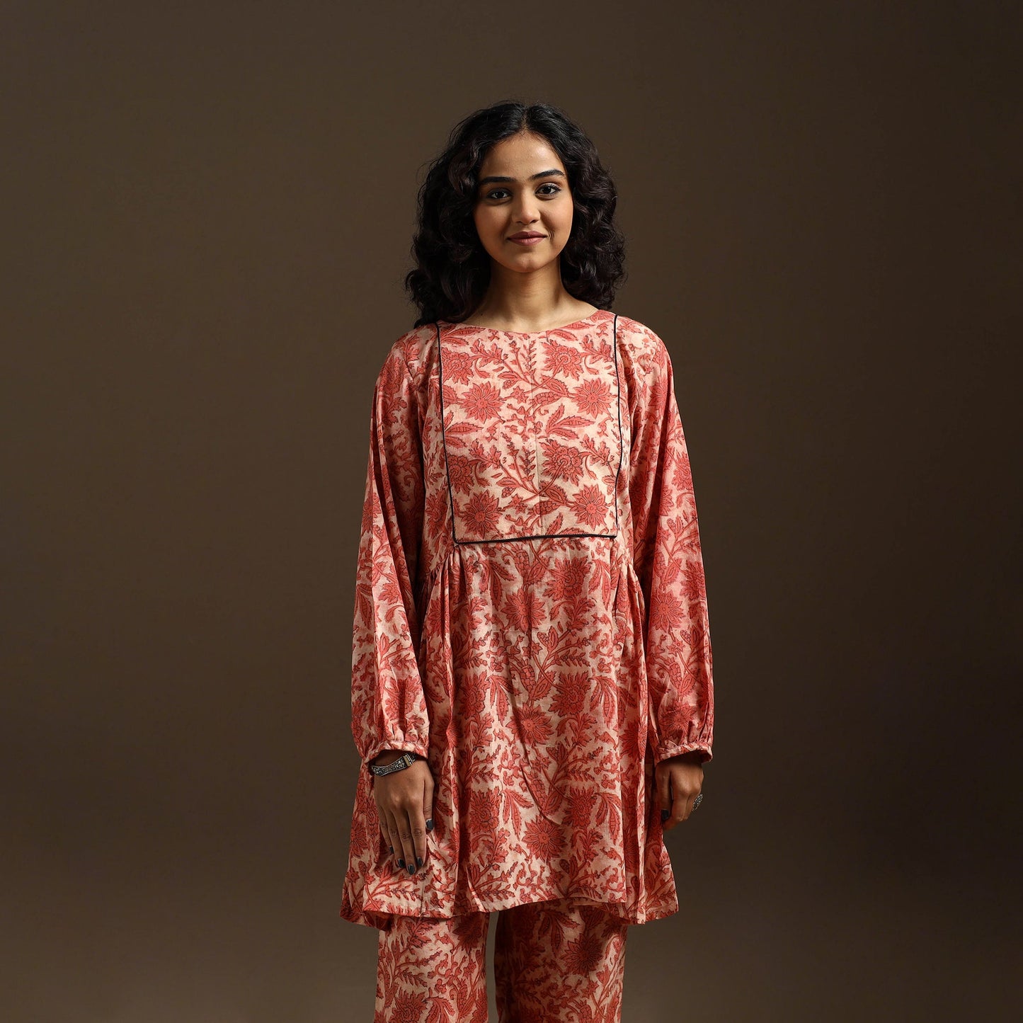 Red - natural dyed cotton vanaspati bagru co-ord set 10