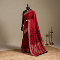 Red - natural dyed dola silk bagh saree with zari border 25