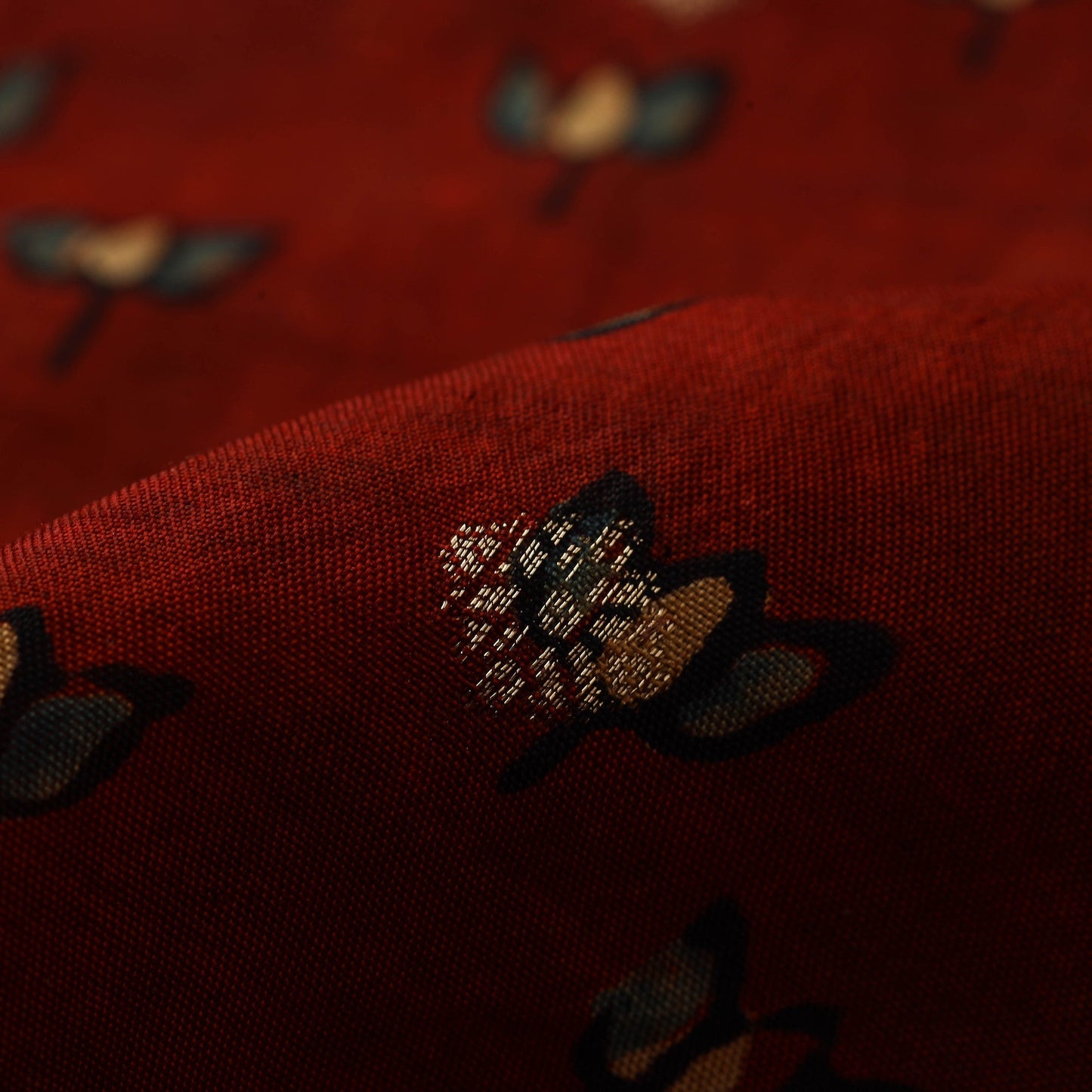 Natural dyed dola silk jacquard buti fabric 04 - handcrafted