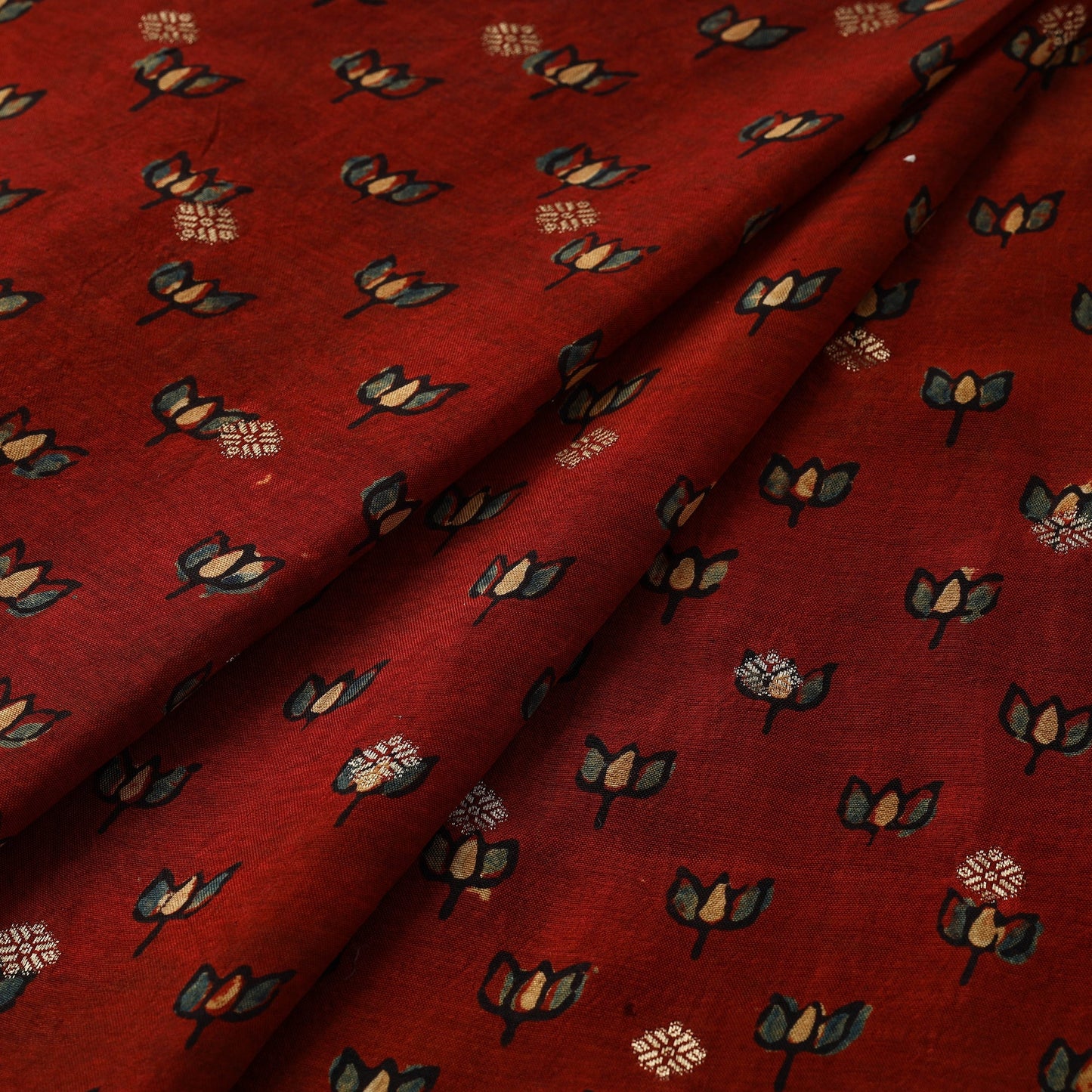 Natural dyed dola silk jacquard buti fabric 04 - handcrafted