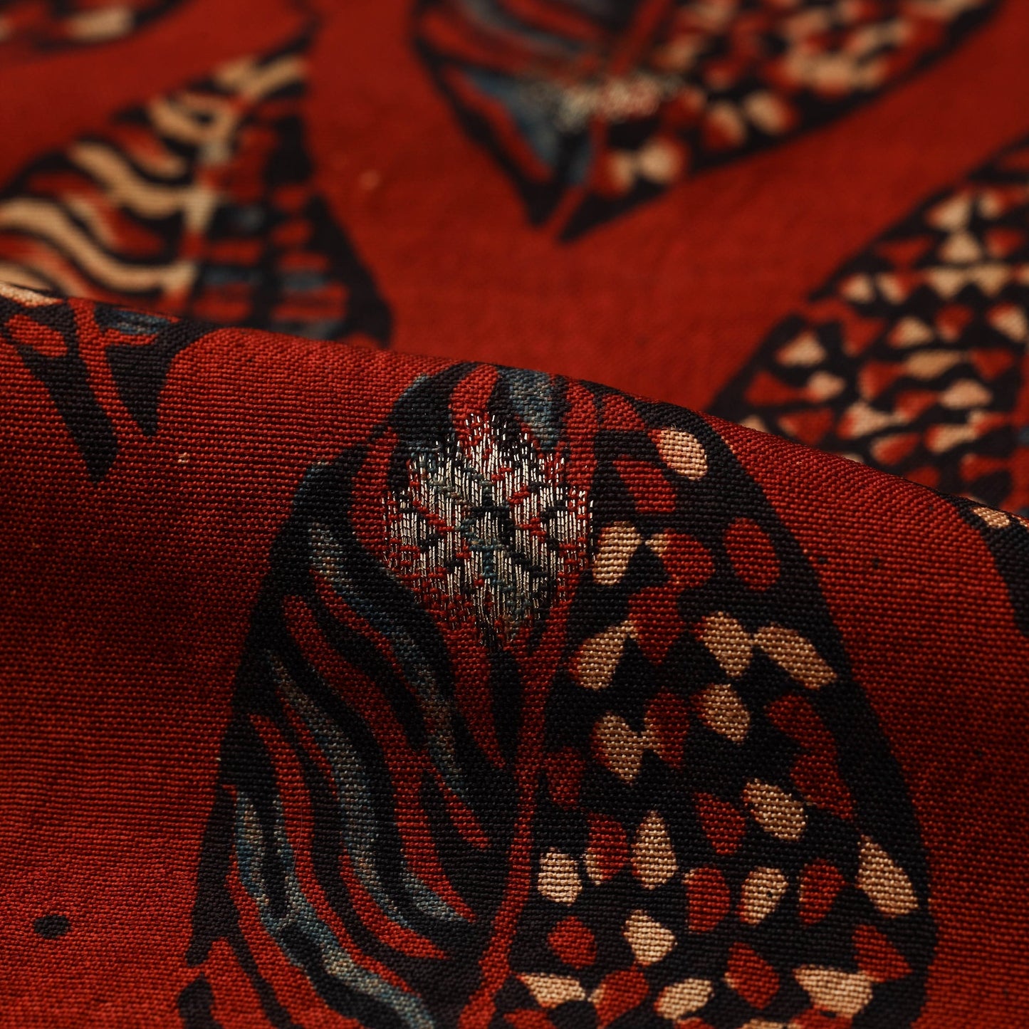 Natural dyed dola silk jacquard buti fabric 07 - handcrafted