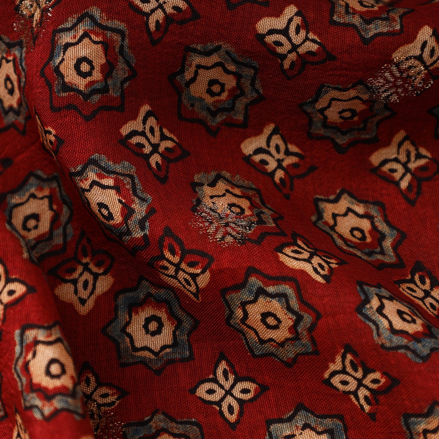 Red - natural dyed dola silk jacquard buti fabric 08