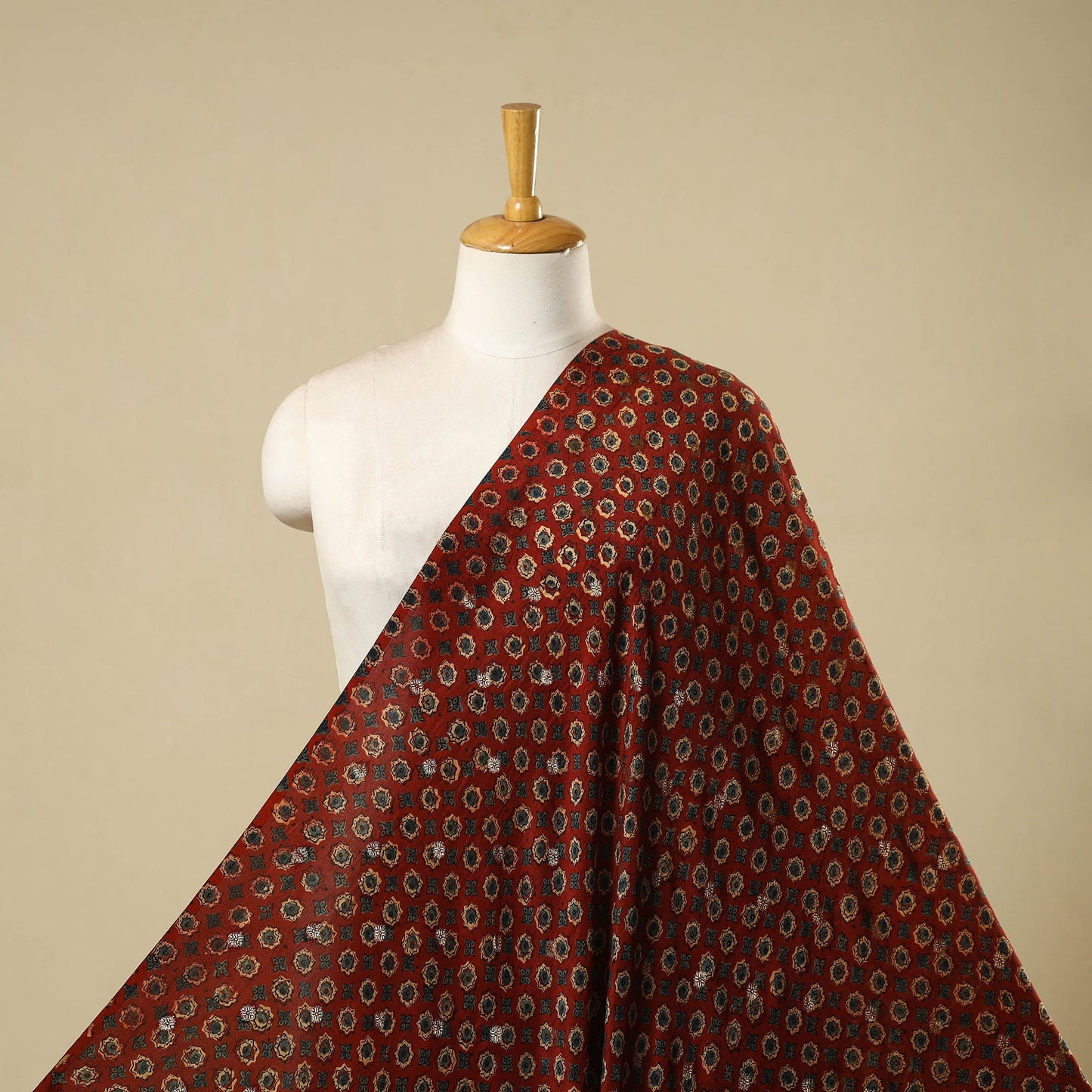 Natural dyed dola silk jacquard buti fabric 10 - handcrafted