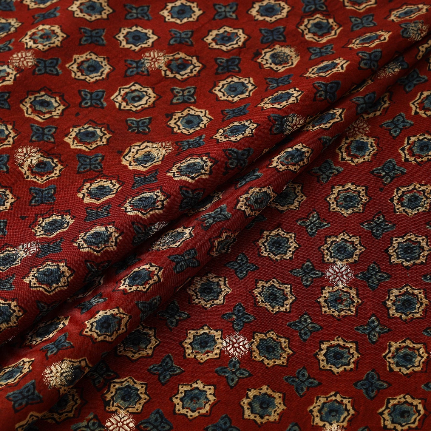 Natural dyed dola silk jacquard buti fabric 10 - handcrafted