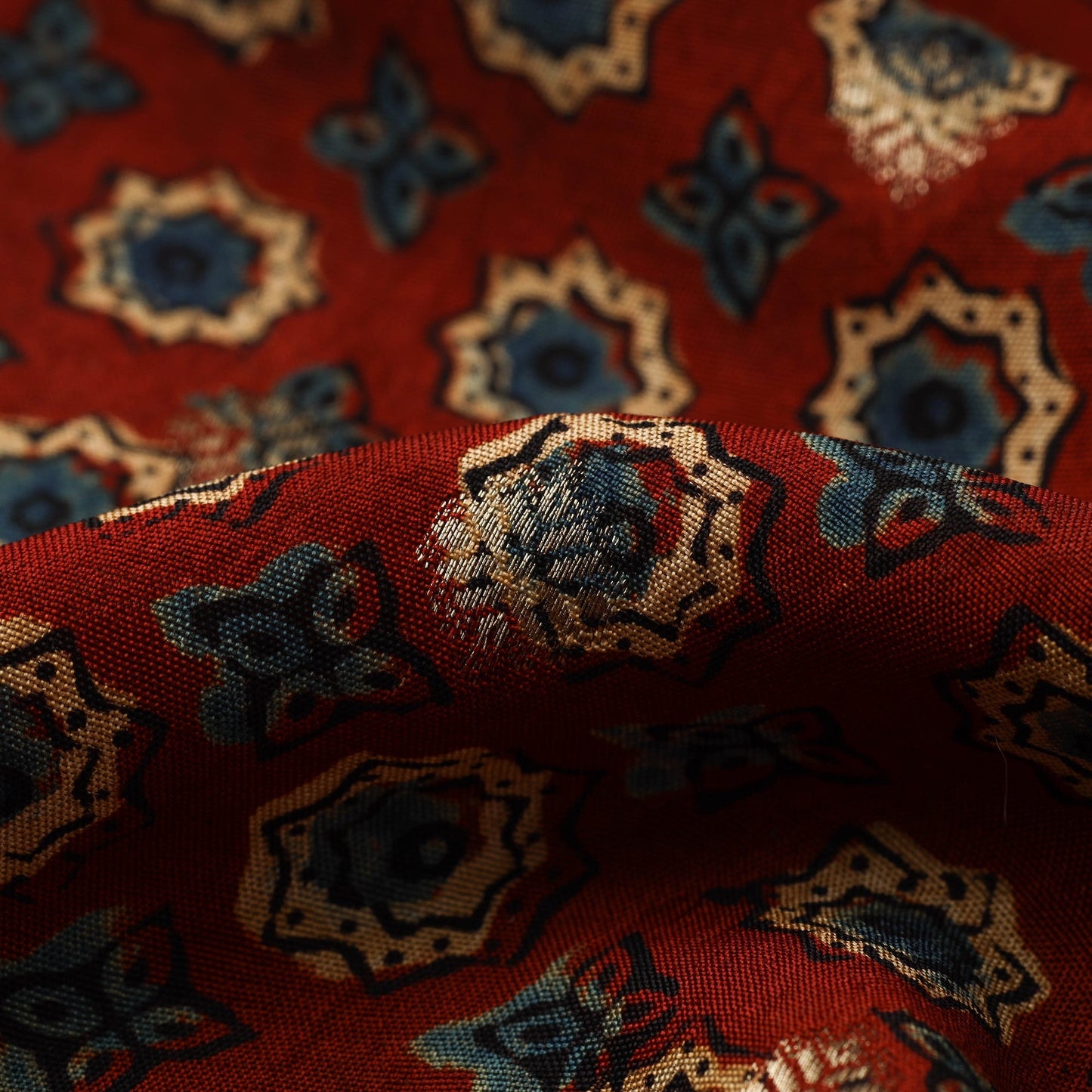 Natural dyed dola silk jacquard buti fabric 10 - handcrafted