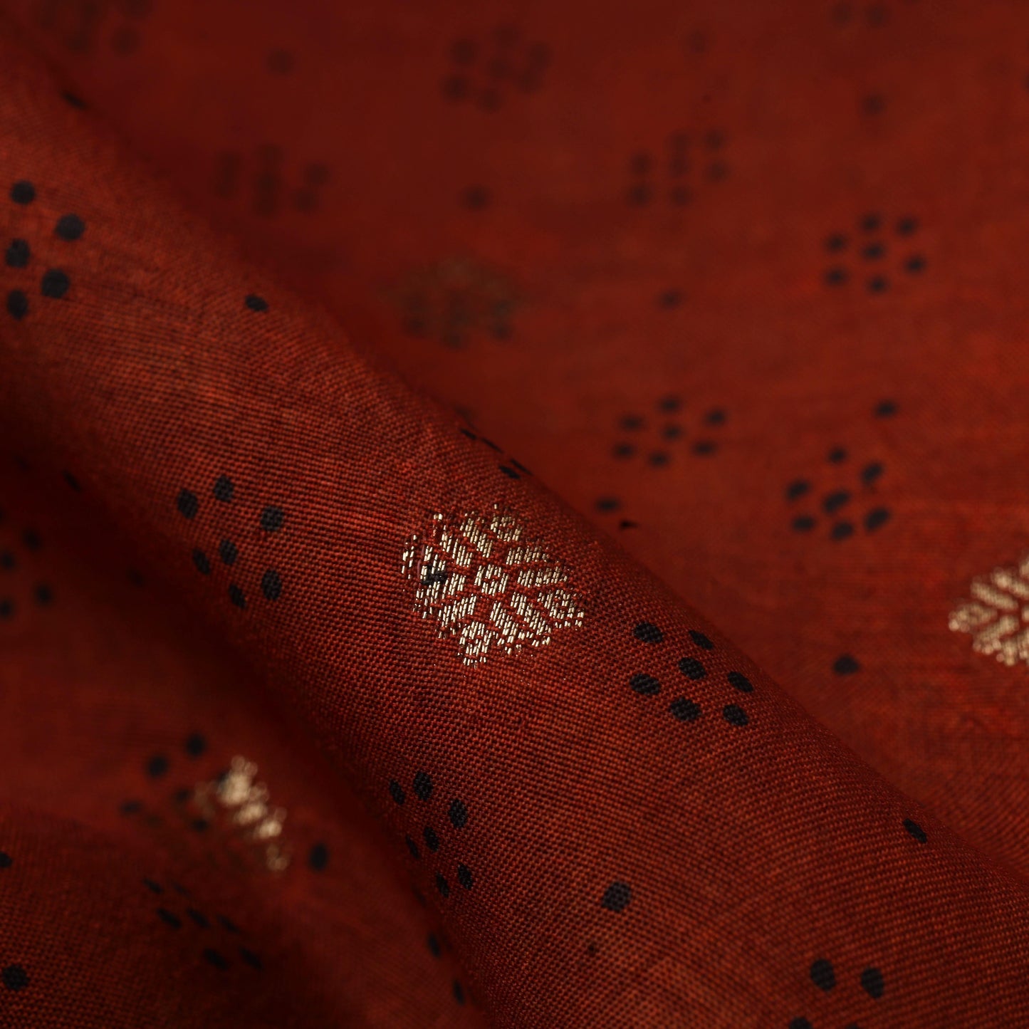 Natural dyed dola silk jacquard buti fabric 21 - handcrafted