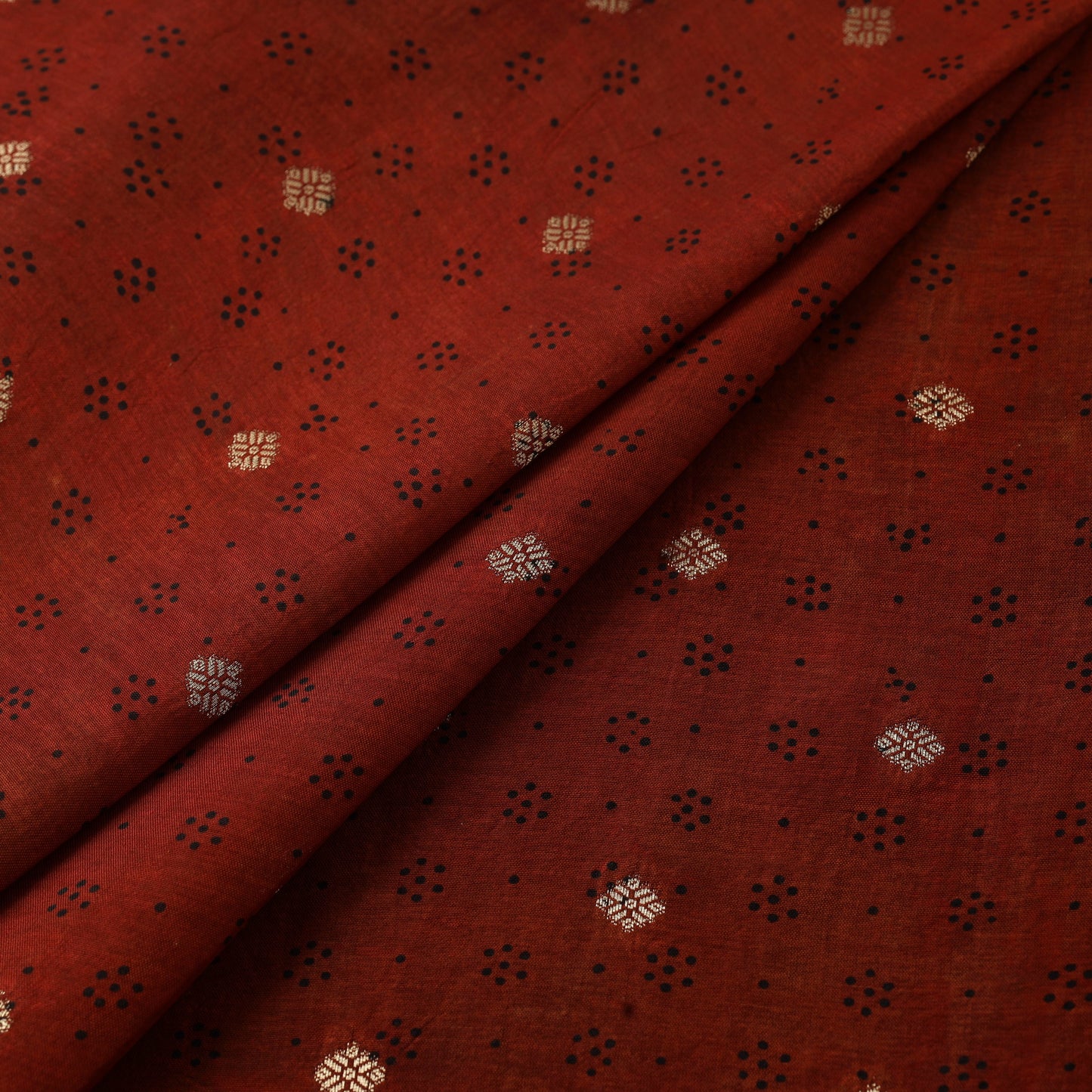 Natural dyed dola silk jacquard buti fabric 21 - handcrafted