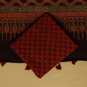 Red - natural dyed hand 3pc unstitched dress material 15