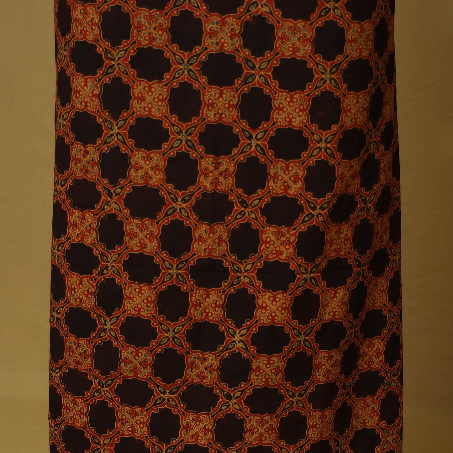 Red - natural dyed hand 3pc unstitched dress material 15