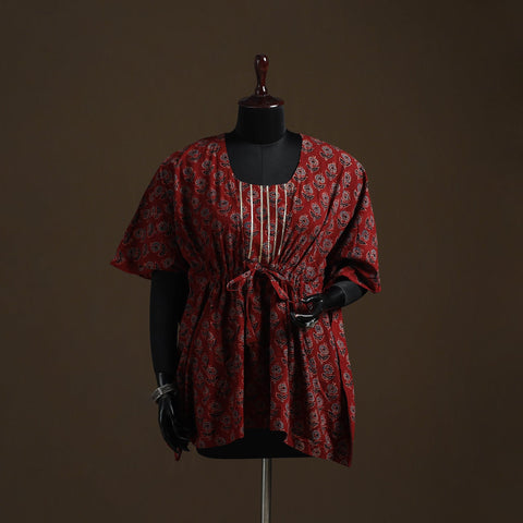 Natural dyed hand block ajrakh print gota work cotton