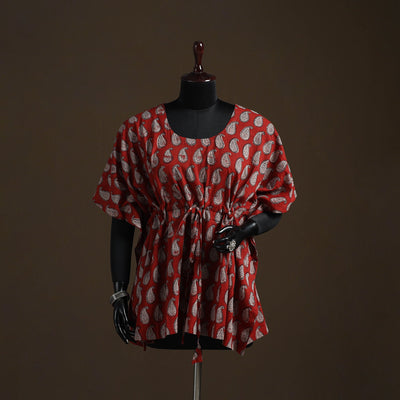 Natural dyed hand block bagh print cotton kaftan (short) 46