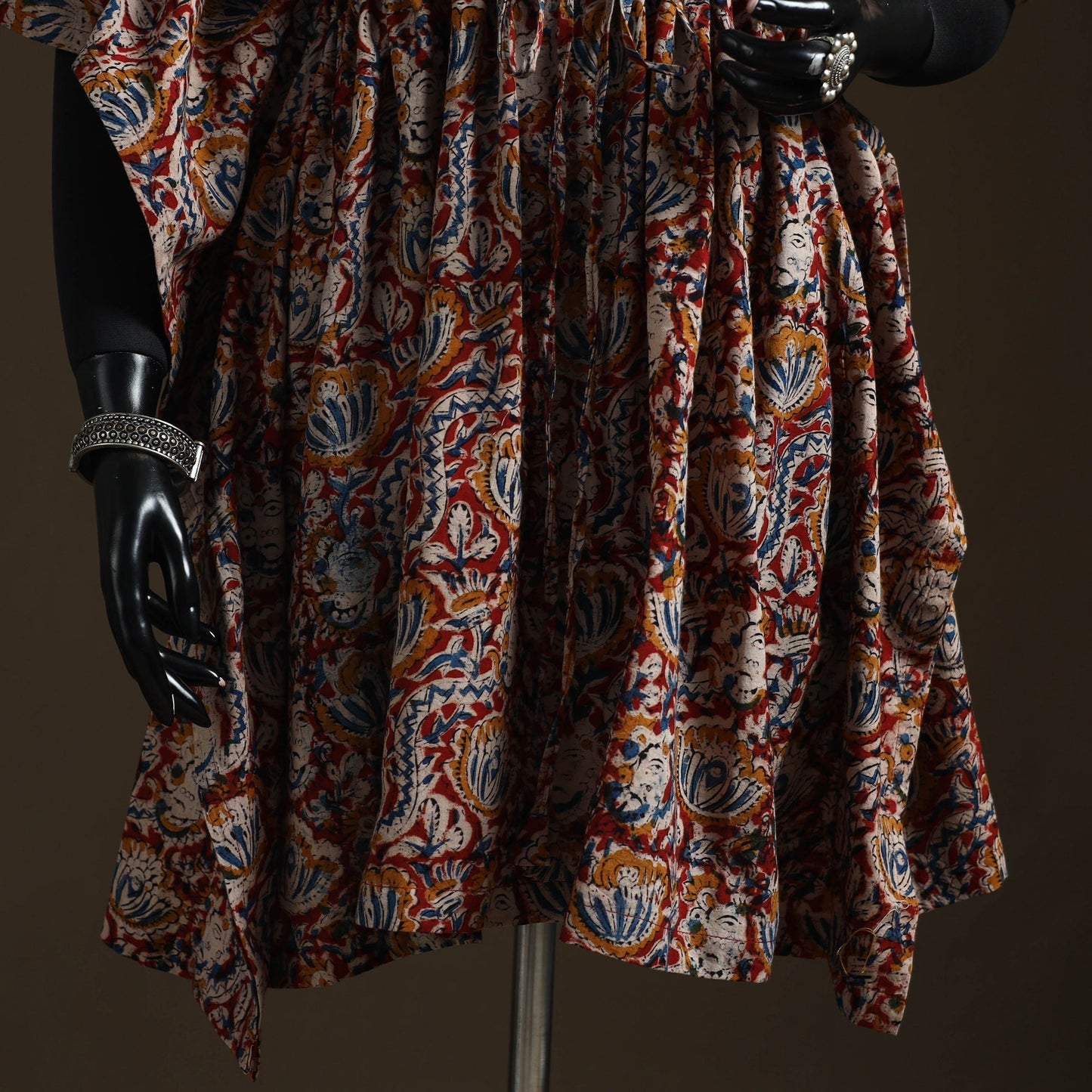 Natural dyed hand block kalamkari print cotton kaftan