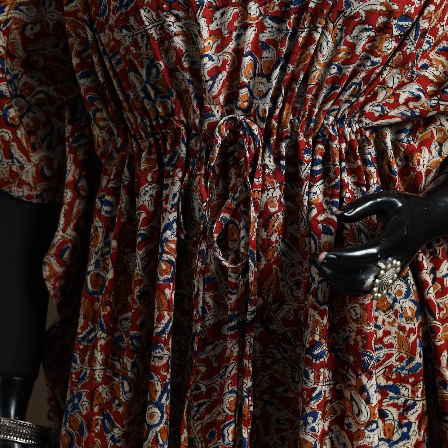Natural dyed hand block kalamkari print cotton kaftan