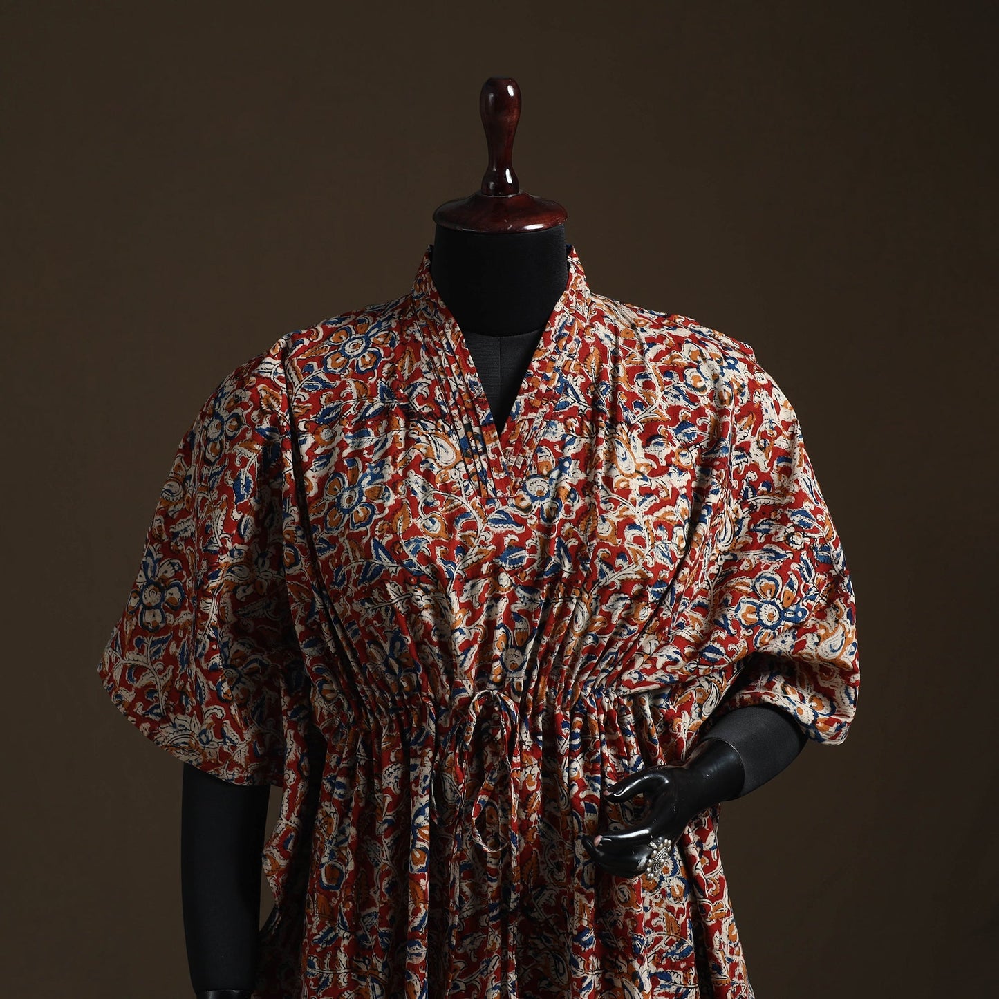 Natural dyed hand block kalamkari print cotton kaftan