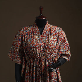 Natural dyed hand block kalamkari print cotton kaftan