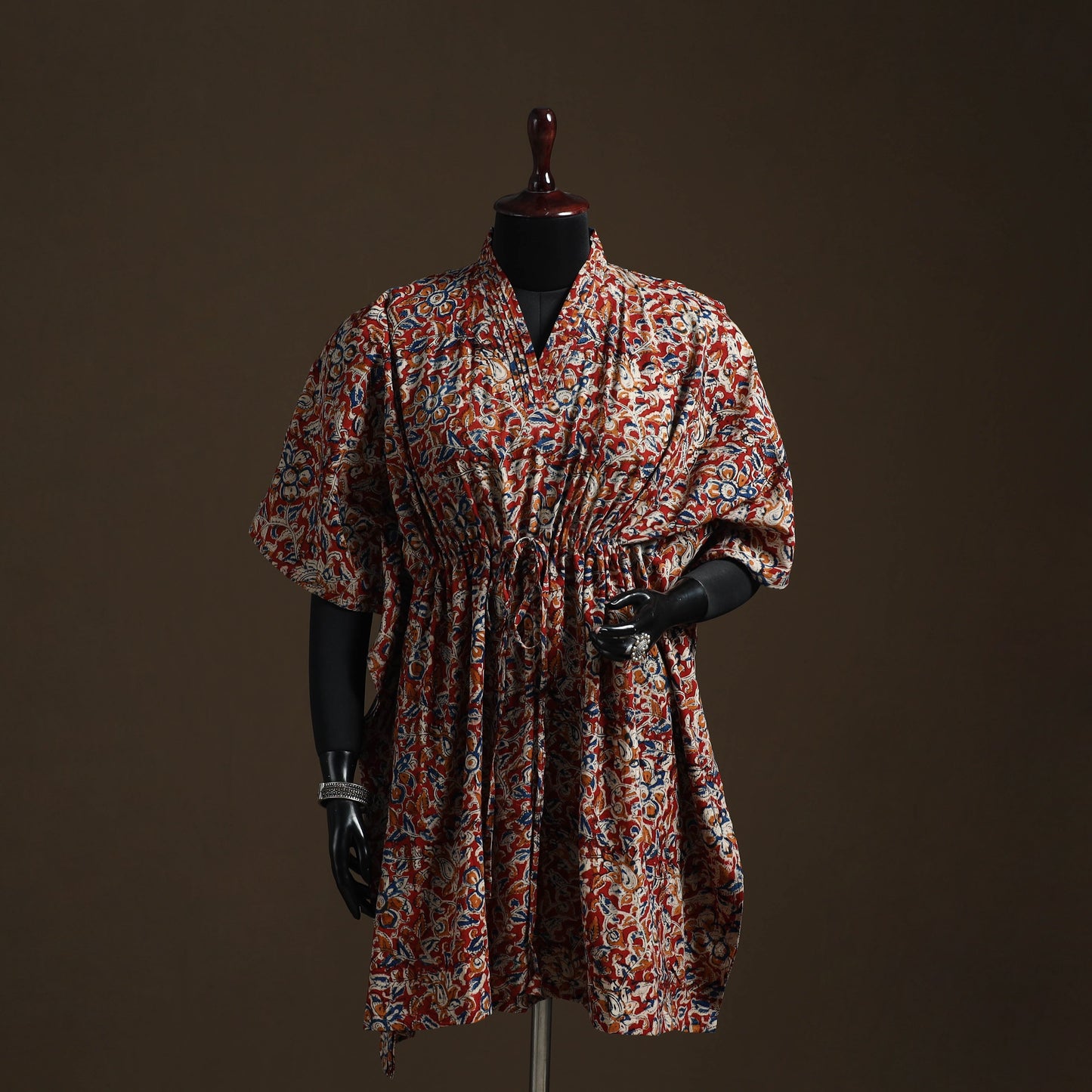 Natural dyed hand block kalamkari print cotton kaftan