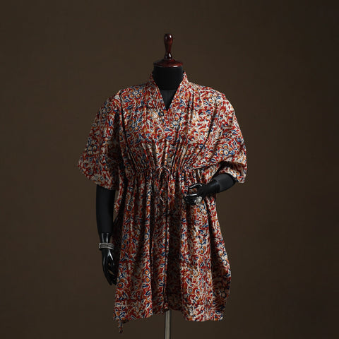 Natural dyed hand block kalamkari print cotton kaftan