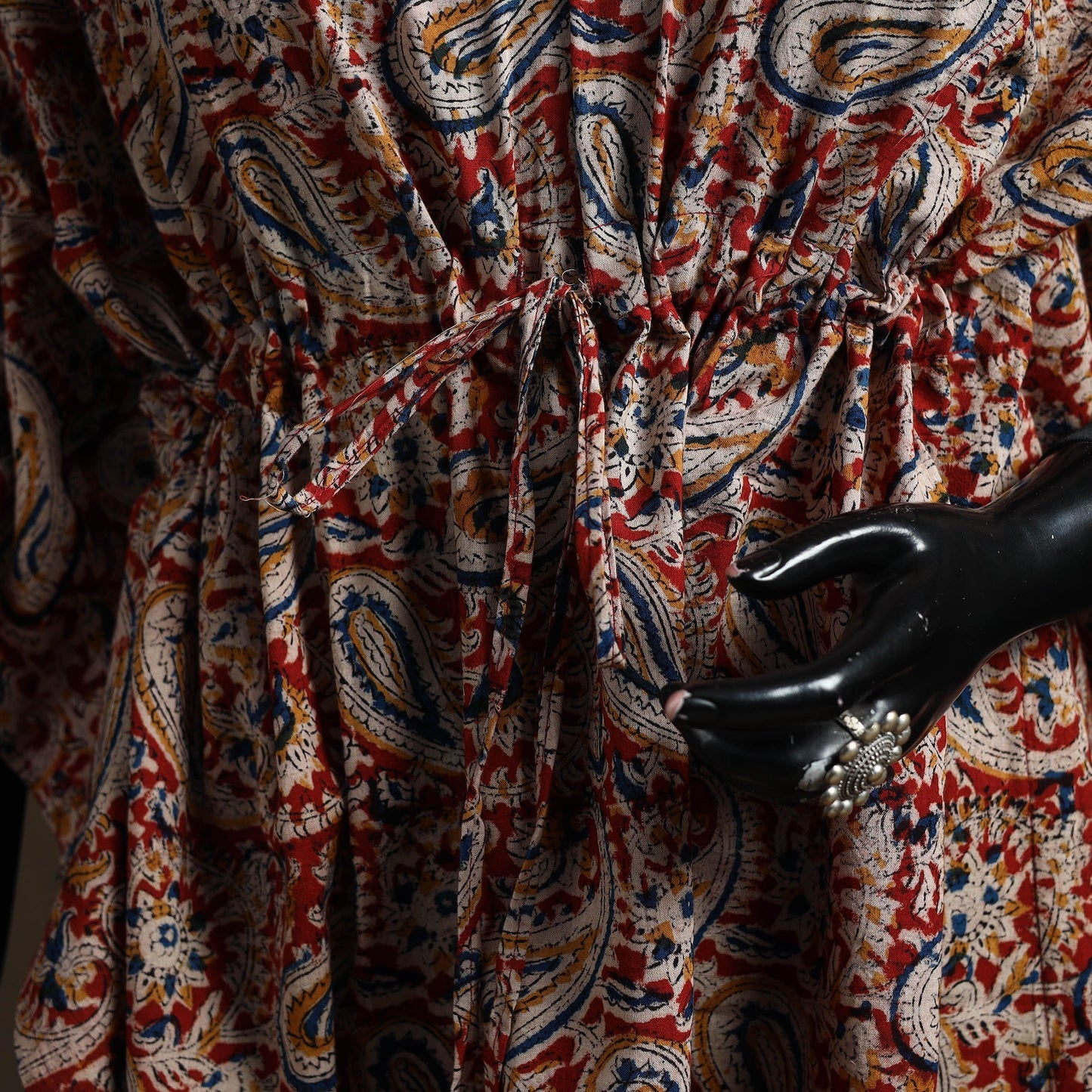 Natural dyed hand block kalamkari print cotton kaftan