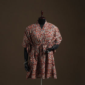 Natural dyed hand block kalamkari print cotton kaftan