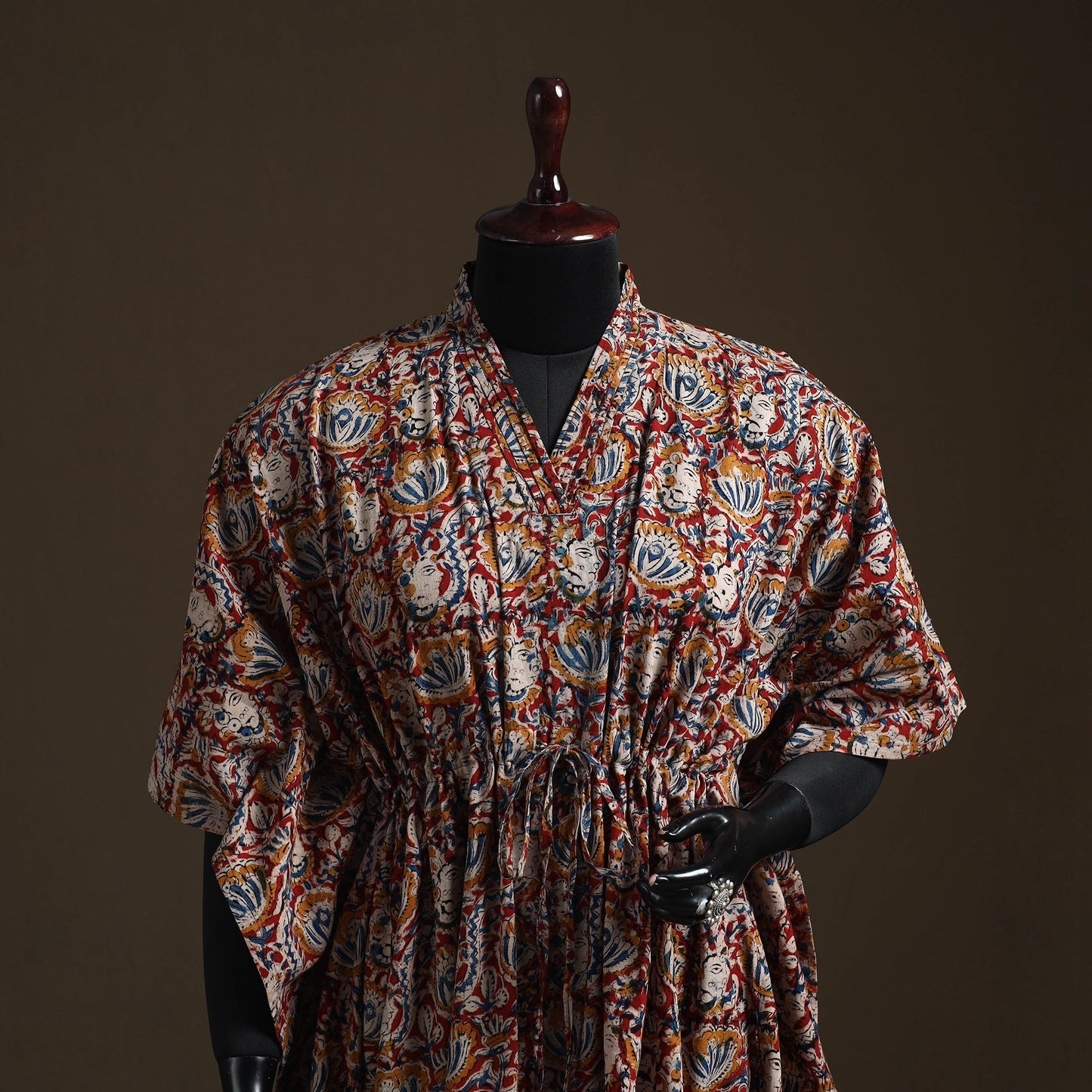 Natural dyed hand block kalamkari print cotton kaftan