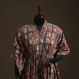 Natural dyed hand block kalamkari print cotton kaftan