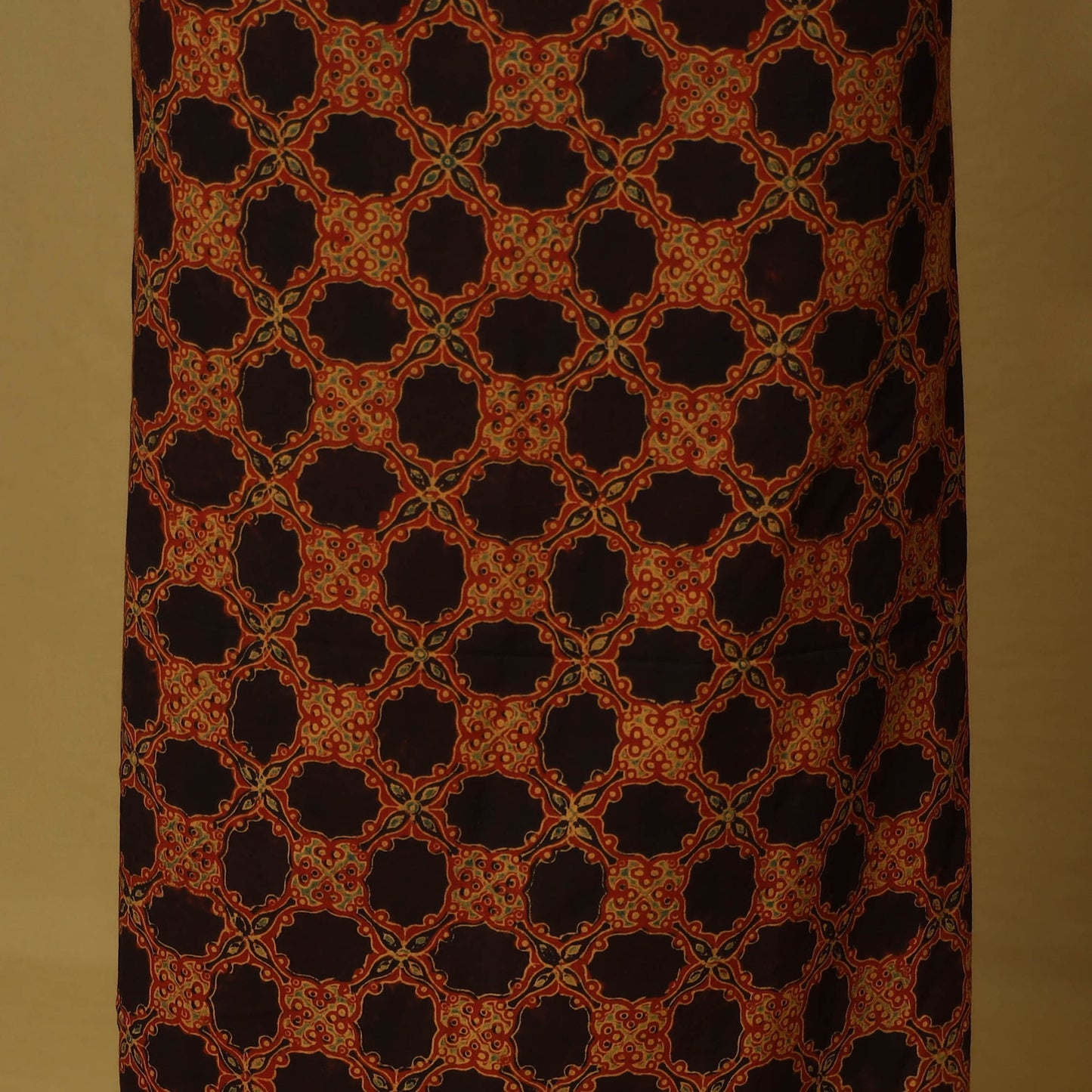 Red - natural dyed hand 3pc unstitched dress material 15