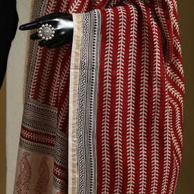 Red - natural dyed hand chanderi silk bagh dupatta 07