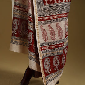 Red - natural dyed hand chanderi silk bagh dupatta 07