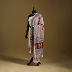 Red - natural dyed hand chanderi silk bagh dupatta 24
