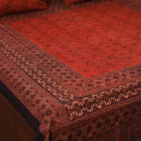 Red - natural dyed cotton double bed sheet set 06
