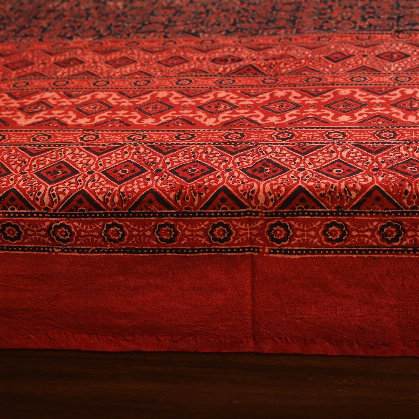 Red - natural dyed cotton double bed sheet set 03