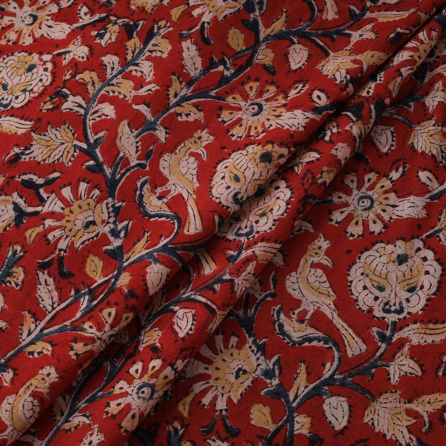 Natural dyed hand block print cotton kalamkari fabric 01