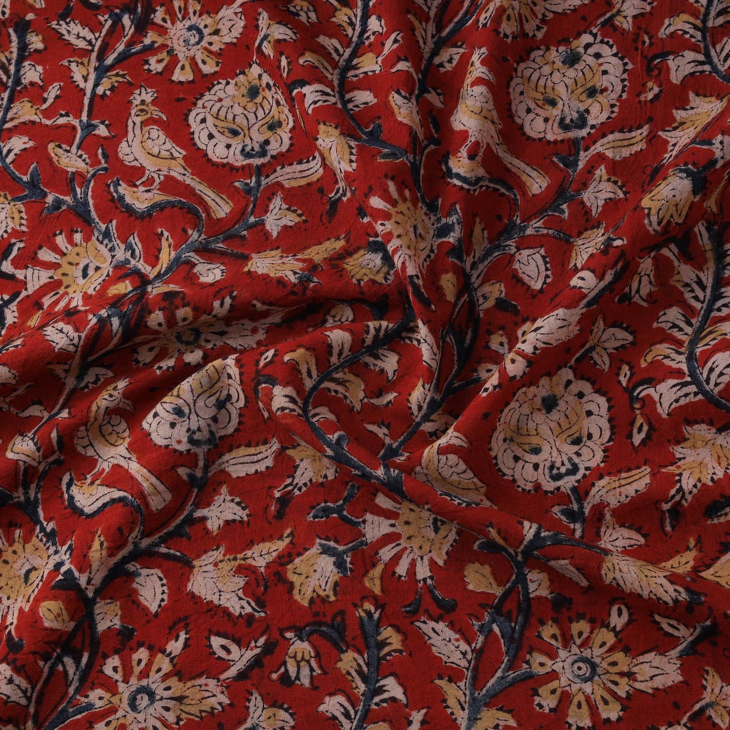 Natural dyed hand block print cotton kalamkari fabric 01