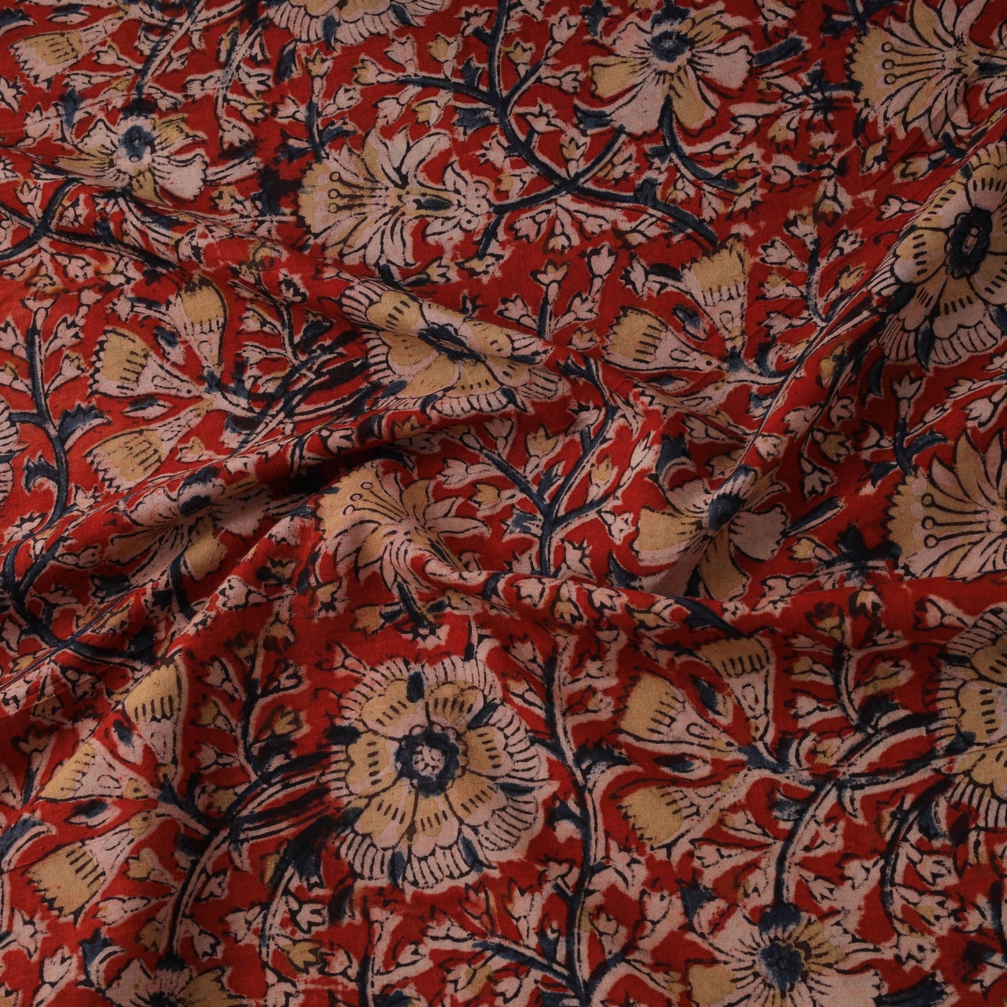 Natural dyed hand block print cotton kalamkari fabric 02