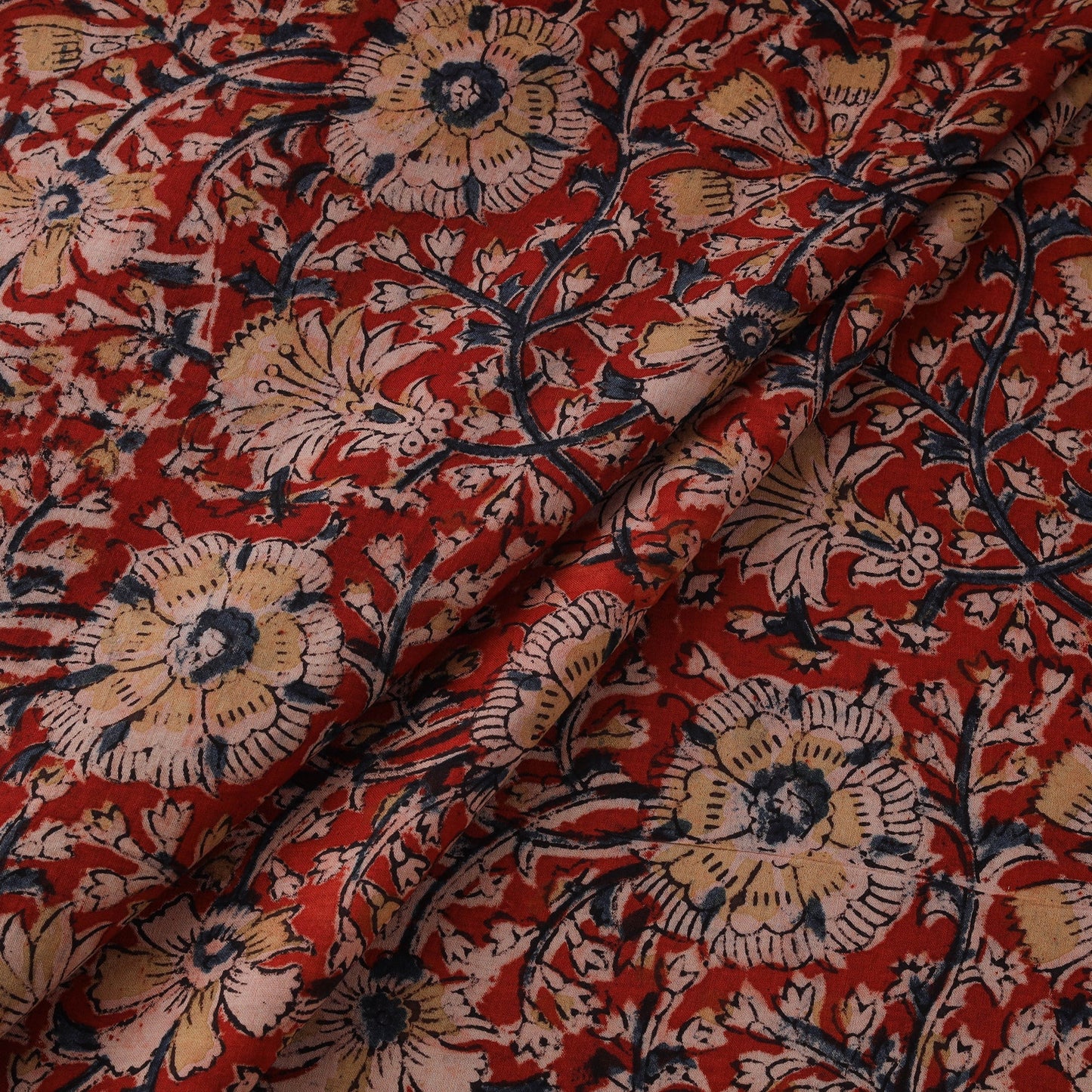 Natural dyed hand block print cotton kalamkari fabric 02