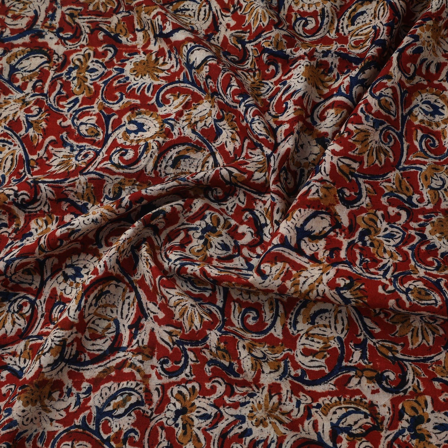 Natural dyed hand block print cotton kalamkari fabric 04