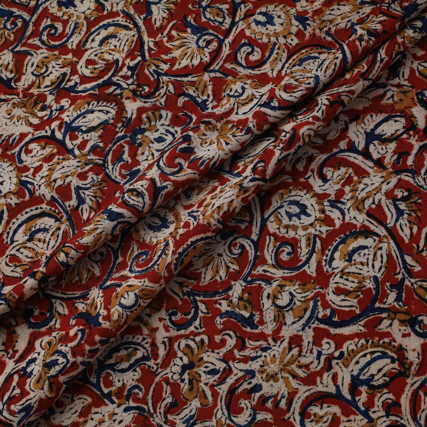 Natural dyed hand block print cotton kalamkari fabric 04