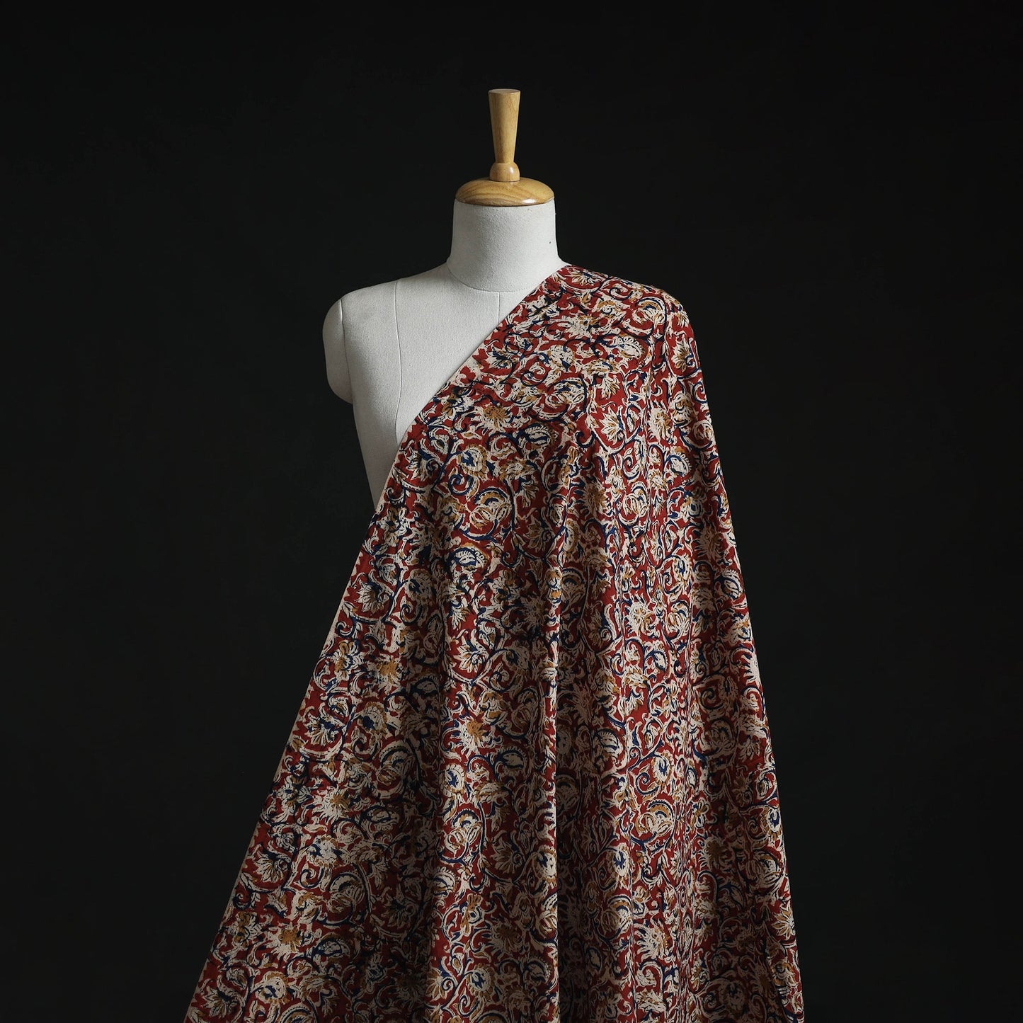 Natural dyed hand block print cotton kalamkari fabric 04