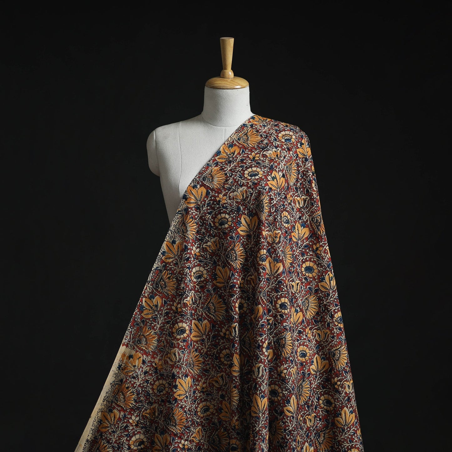 Natural dyed hand block print cotton kalamkari fabric 06