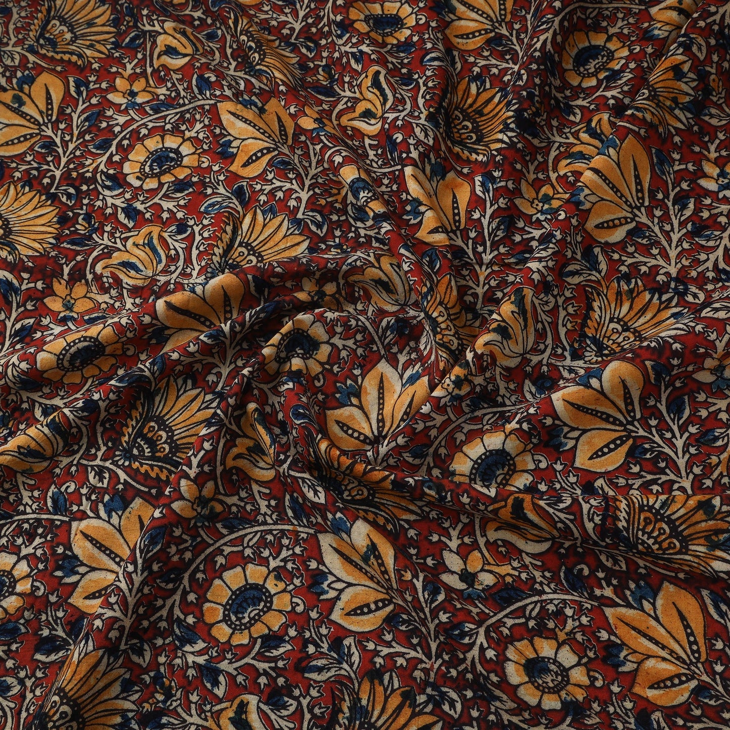 Natural dyed hand block print cotton kalamkari fabric 06