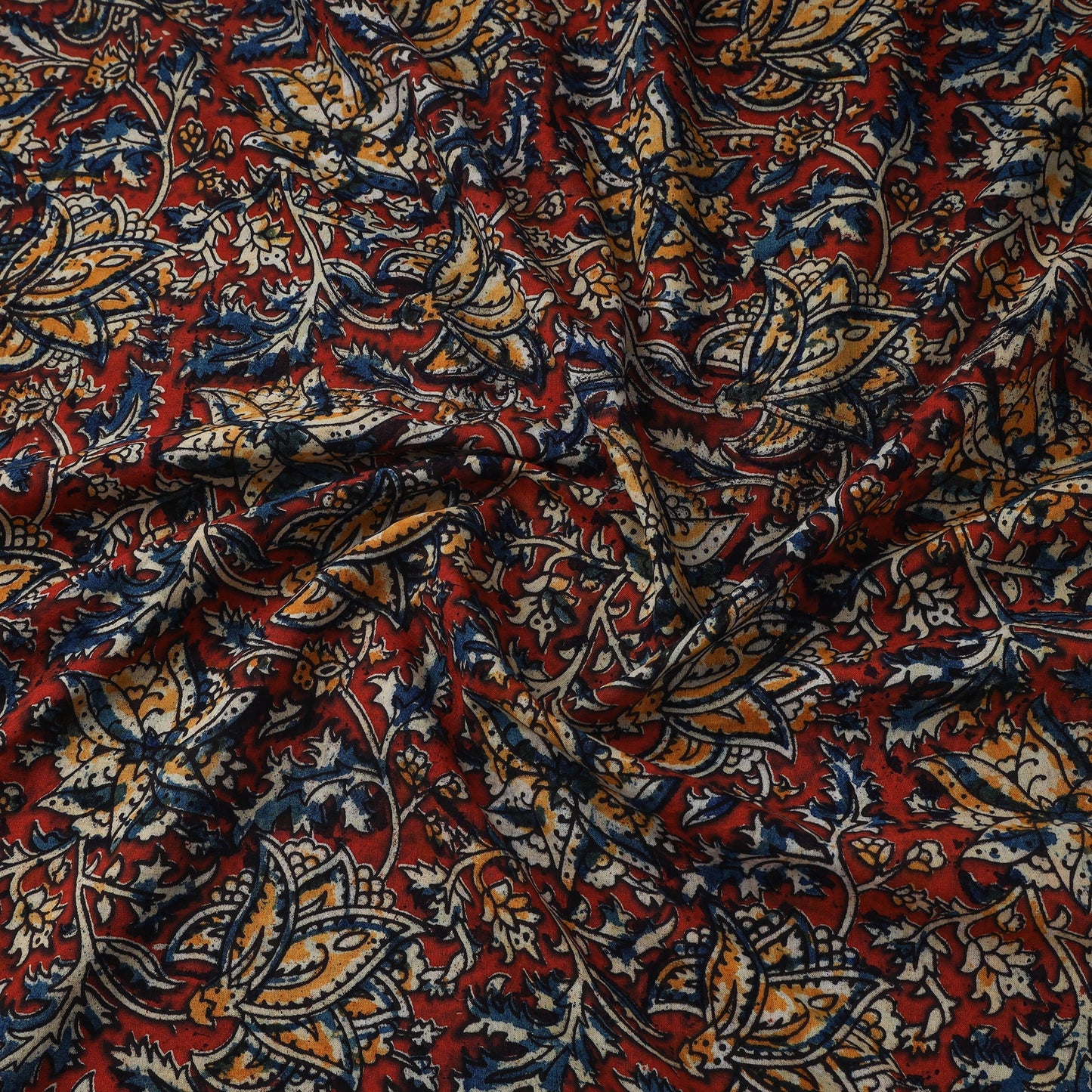 Natural dyed hand block print cotton kalamkari fabric 07
