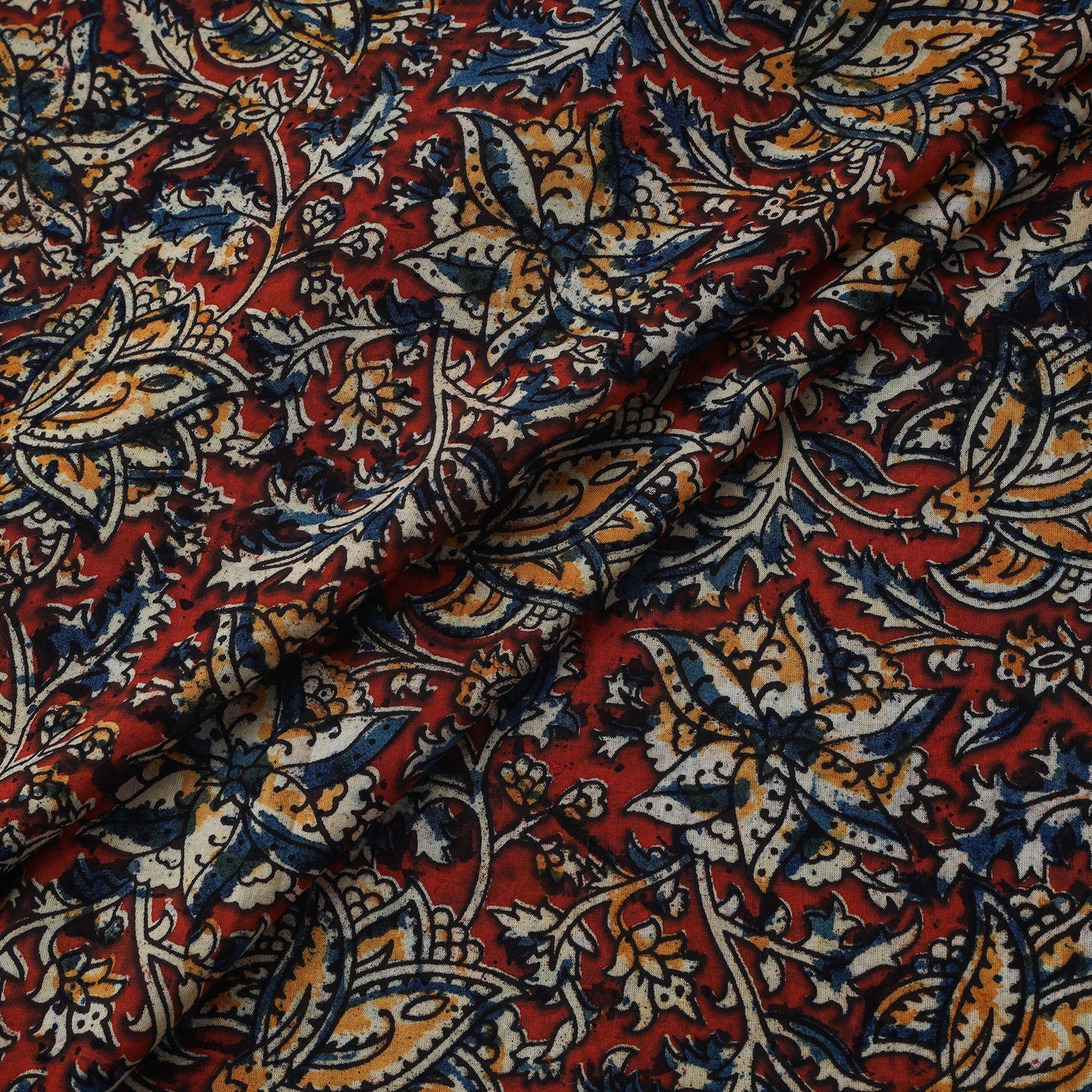 Natural dyed hand block print cotton kalamkari fabric 07