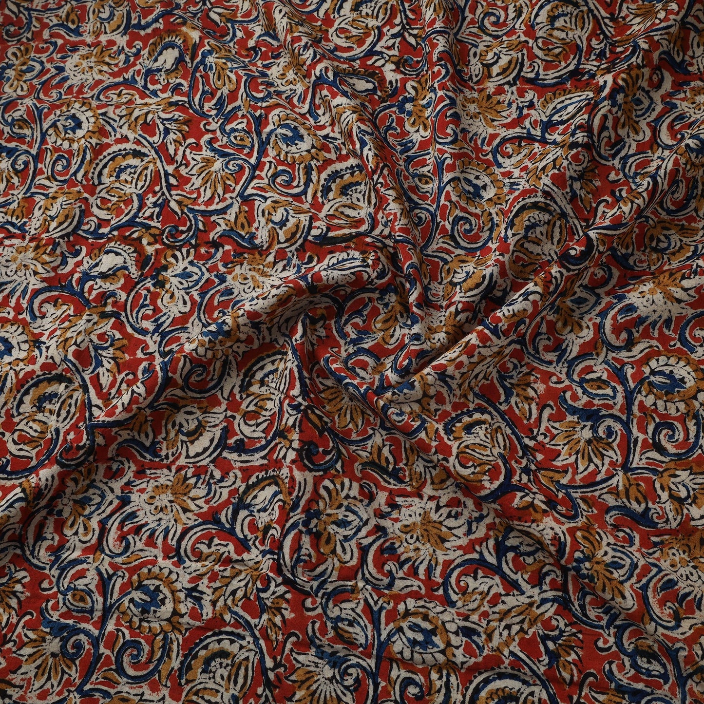 Natural dyed hand block print cotton kalamkari fabric 14