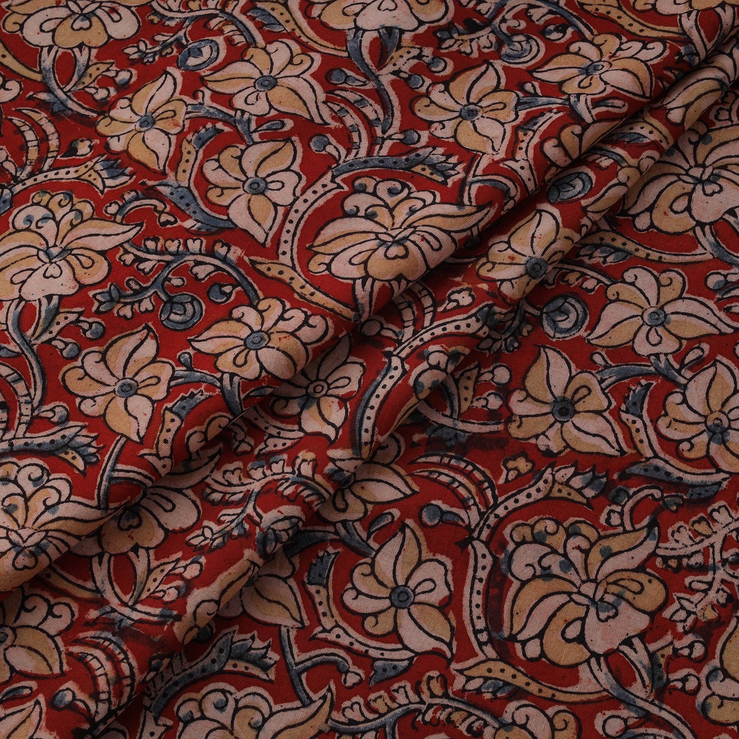Natural dyed hand block print cotton kalamkari fabric 18