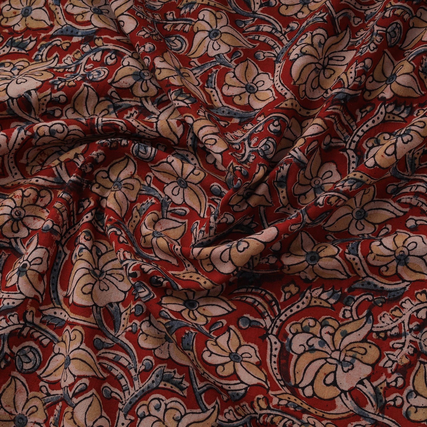 Natural dyed hand block print cotton kalamkari fabric 18