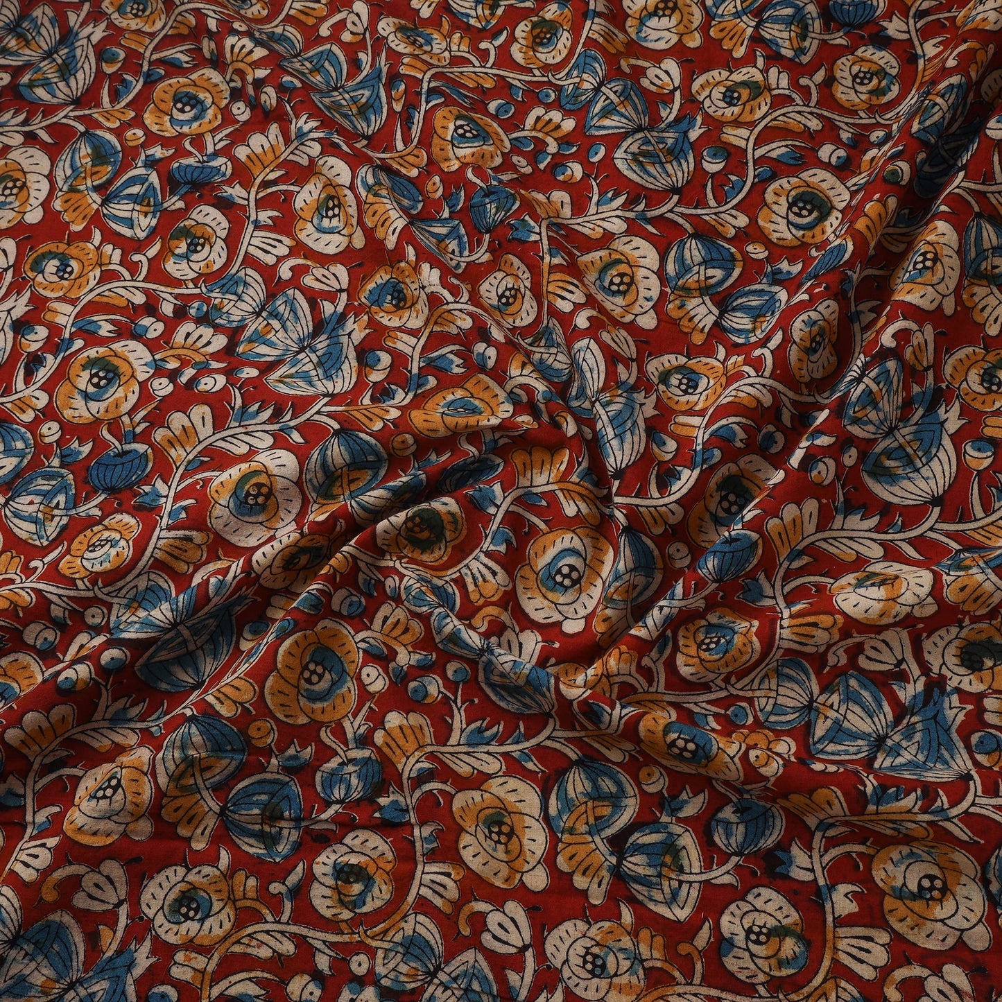 Natural dyed hand block print cotton kalamkari fabric 22