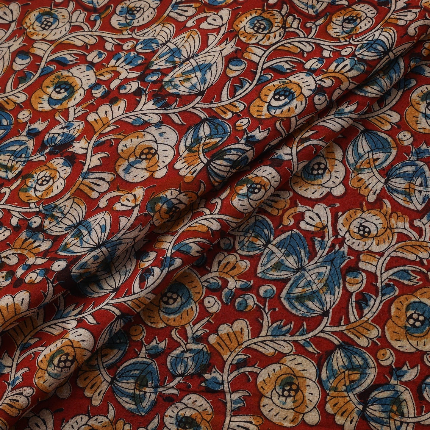 Natural dyed hand block print cotton kalamkari fabric 22