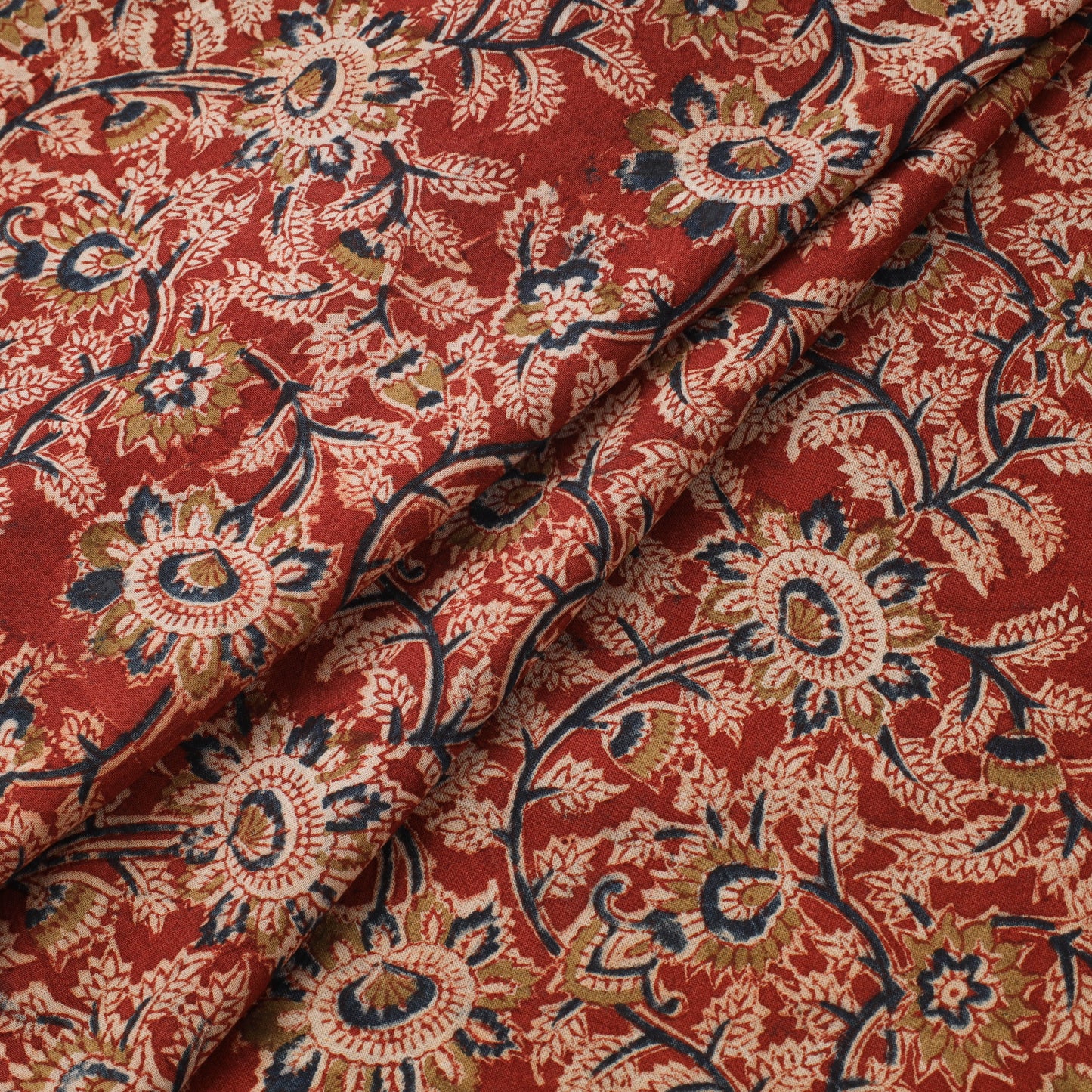Natural dyed hand cotton pedana kalamkari fabric 04