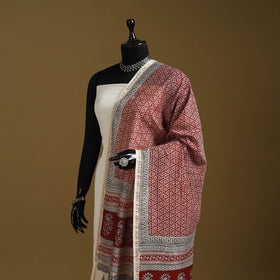 Red - natural dyed hand chanderi silk bagh dupatta 01