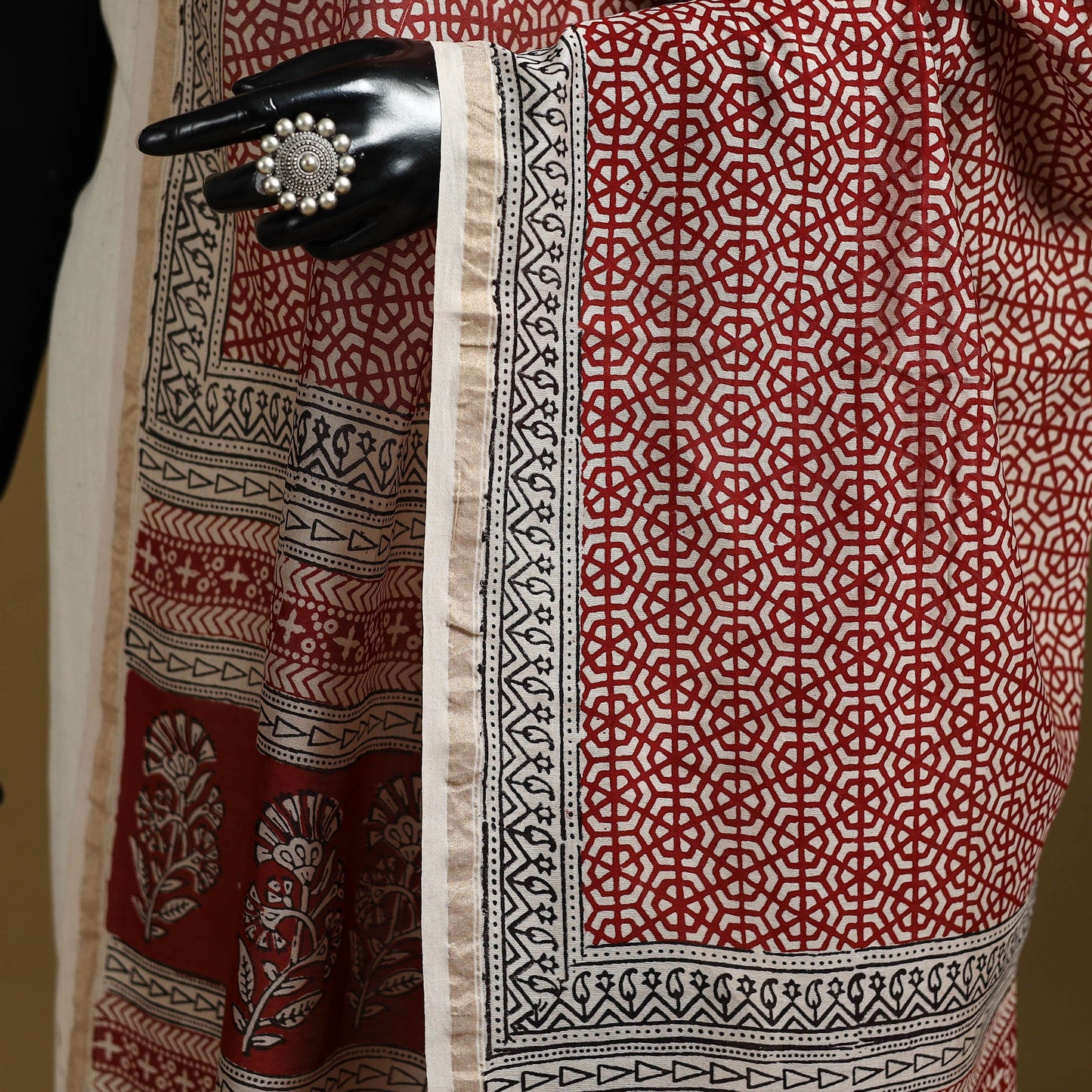 Red - natural dyed hand chanderi silk bagh dupatta 01